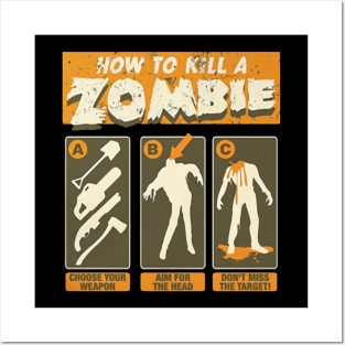 Instruction How to Kill A Zombie Illustration Posters and Art